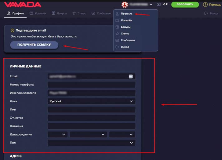 Верификация в Vavada Casino